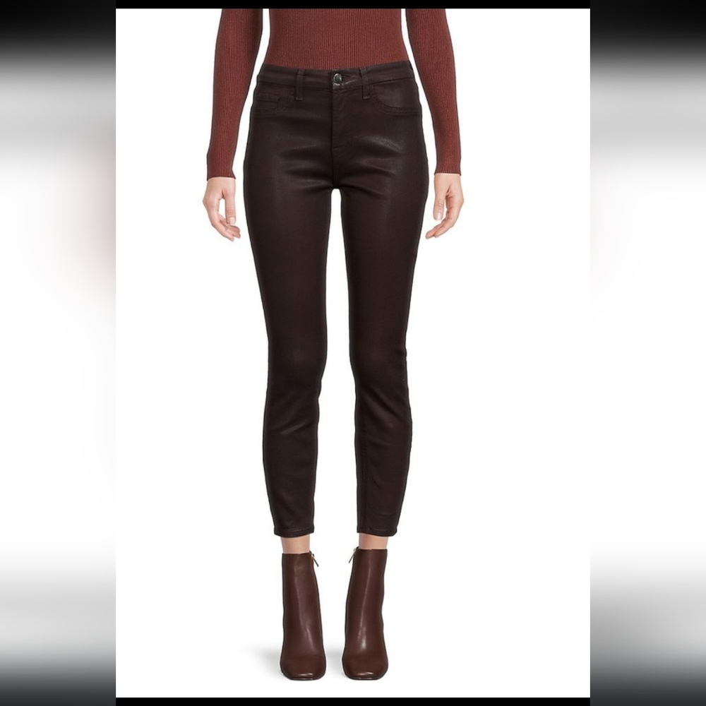 JEN7 BY 7 FOR ALL MANKIND Size 12 Black Sheen Ankle Skinny Jeans.